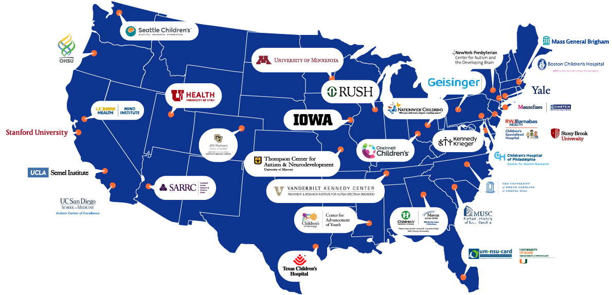 A US map of SPARK's clinical sites