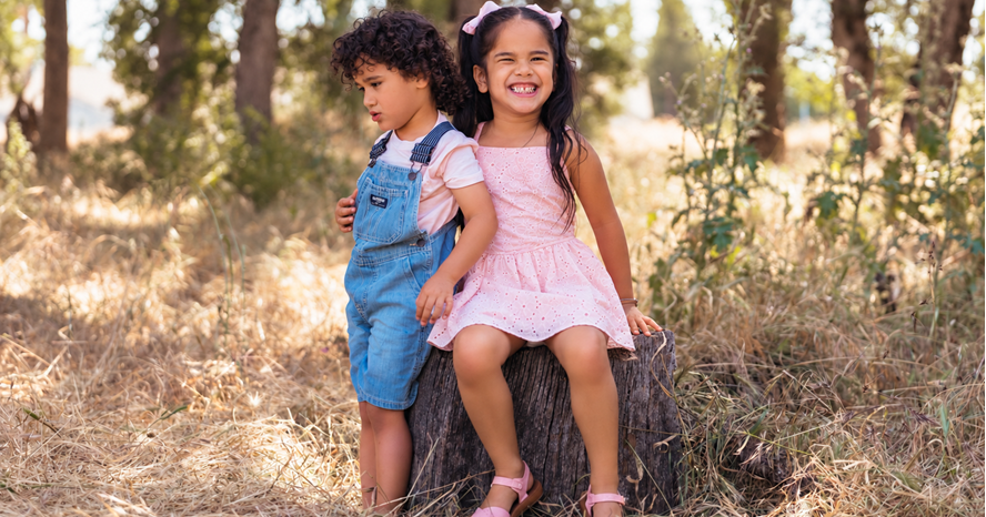 A photo of two children